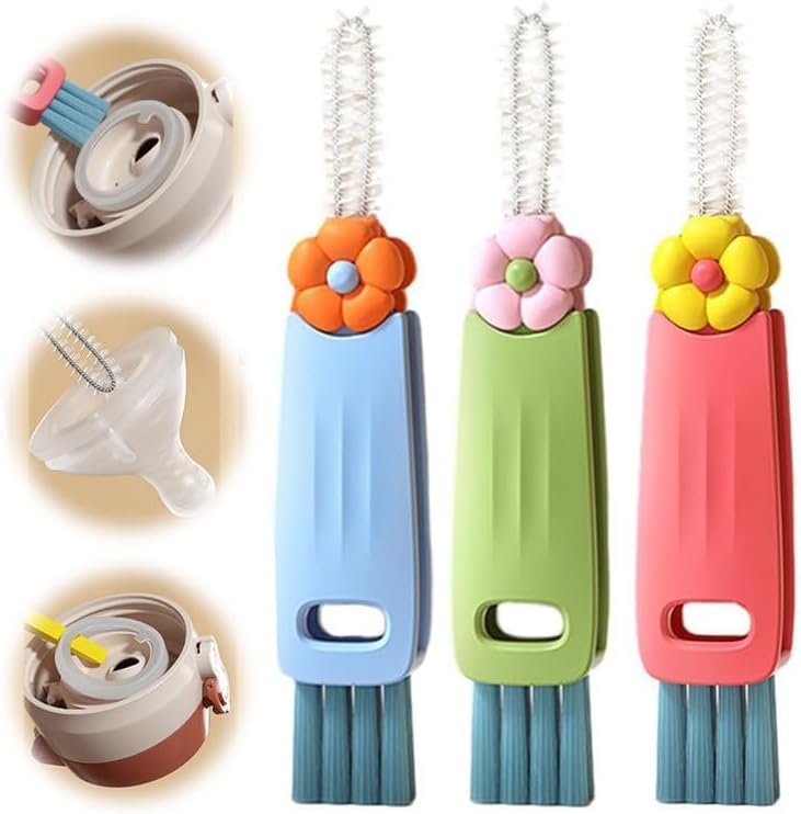 Sueea 3 in 1 Cup Lid Cleaning Brush, 2024 Multifunctional Crevice Portable Cup Lid Cleaning Brush for Bottle Gap Tight Spaces Cup (B-3 PCS) - Image 1